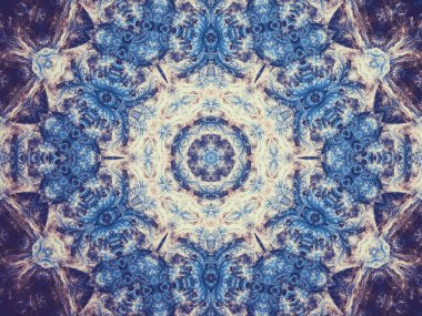Mavi fraktal mandala, yaratıcı grafik tasarım için dijital sanat