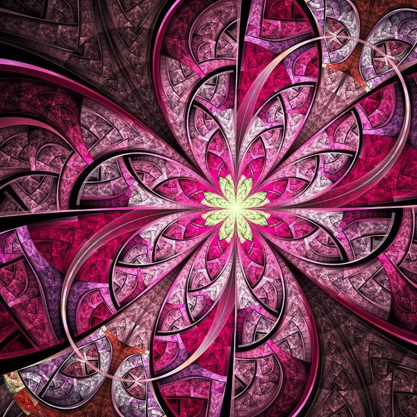 Fleur fractale rouge et violette, illustration numérique pour la création graphique — Photo