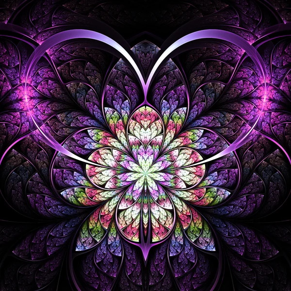 Dark purple fractal flower, digital artwork for creative graphic design — Stock Photo, Image