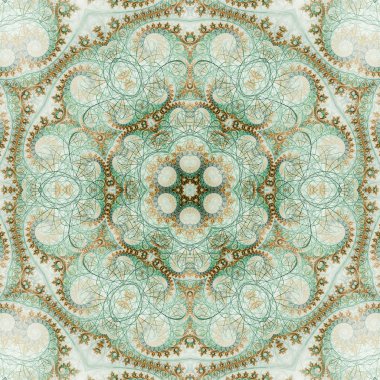 Light green fractal mandala, digital artwork for creative graphic design