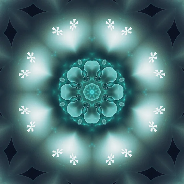 Green fractal flower mandala, digital artwork for creative graphic design — Stock Photo, Image