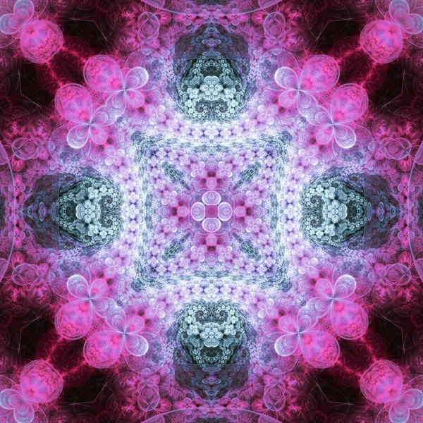 Mandala fractal rosa e roxa, arte digital para design gráfico criativo — Fotografia de Stock