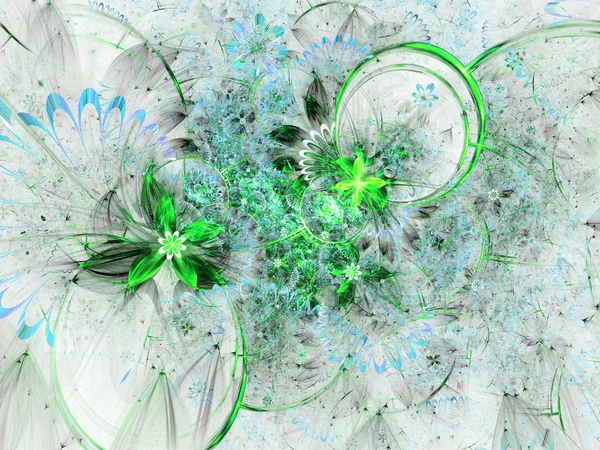 Jardín de flores fractal verde, obra de arte digital para el diseño gráfico creativo — Foto de Stock