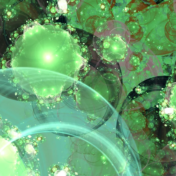 Remolinos fractales verdes, obras de arte digital para el diseño gráfico creativo — Foto de Stock