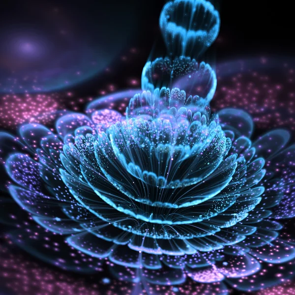 Dark fractal flower with pollen, digital artwork for creative graphic design — Stock Photo, Image
