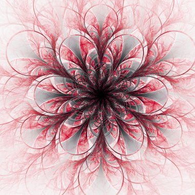 Yakut kırmızı fraktal çiçek, yaratıcı grafik tasarım için dijital sanat