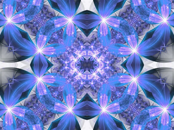 Mandala frattale floreale blu, opere d'arte digitali per la grafica creativa — Foto Stock