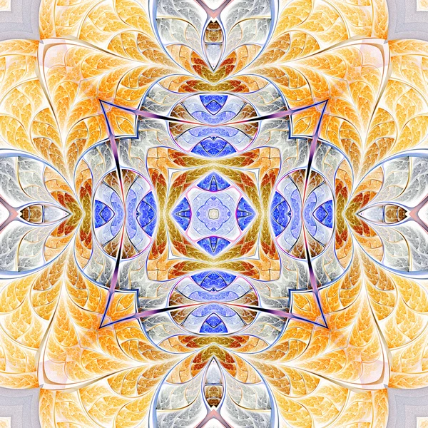 Yellow seamless fractal mandala, digital artwork for creative graphic design — Stock Photo, Image