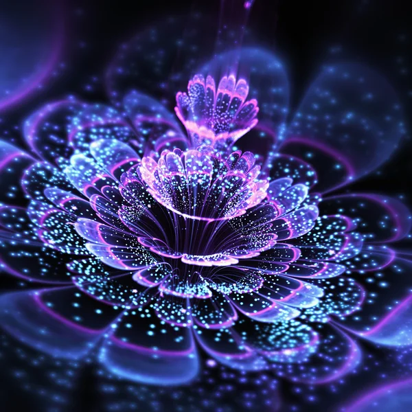 Flor fractal oscura con polen brillante, obra de arte digital para un diseño gráfico creativo —  Fotos de Stock