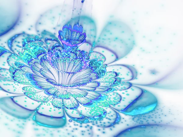 Tyrkysové fraktální květiny, digitální kresba pro kreativní grafický design — Stock fotografie