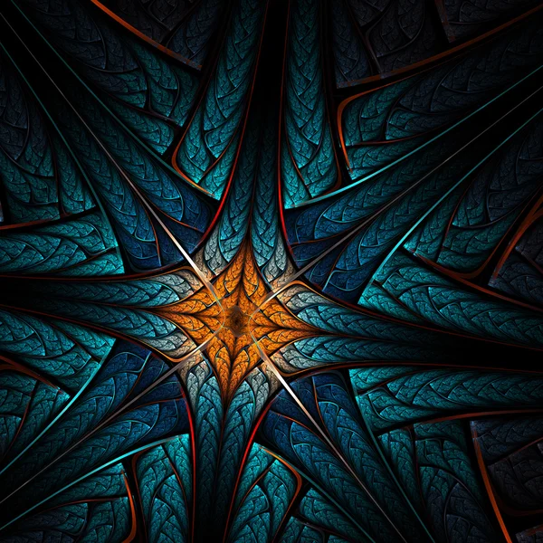 Cruz fractal turquesa oscura, obra de arte digital para un diseño gráfico creativo Imagen de archivo