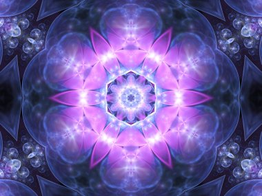 Mor çiçek sorunsuz mandala, yaratıcı grafik tasarım için dijital sanat