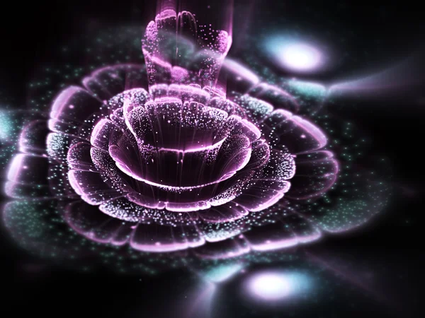 Flor fractal oscura rosa suave, obra de arte digital para un diseño gráfico creativo — Foto de Stock