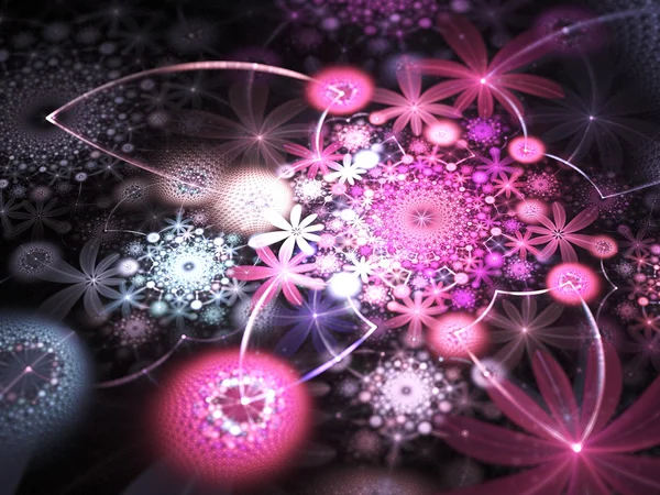 紫色的分形的花朵，为平面创意设计数码艺术作品 — 图库照片