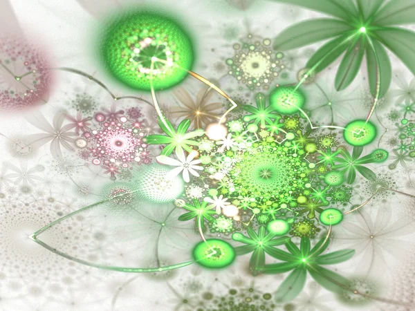 Зеленые фрактальные цветы, цифровые произведения искусства для творческого графического дизайна — стоковое фото