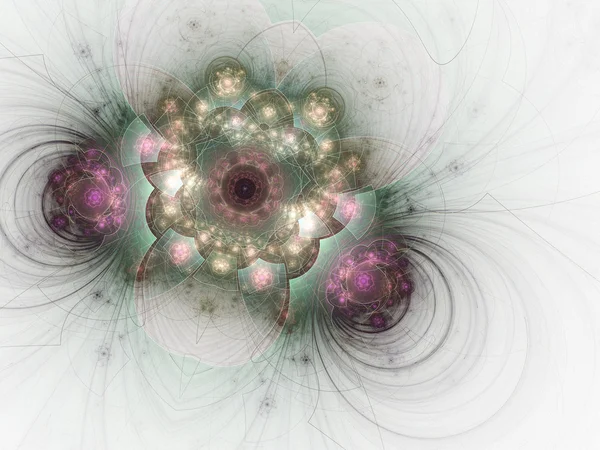 Patrón fractal intrincado con flores, ilustraciones digitales para un diseño gráfico creativo Imágenes de stock libres de derechos