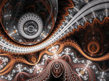 Detaylı fraktal clockwork, yaratıcı grafik tasarım için dijital sanat