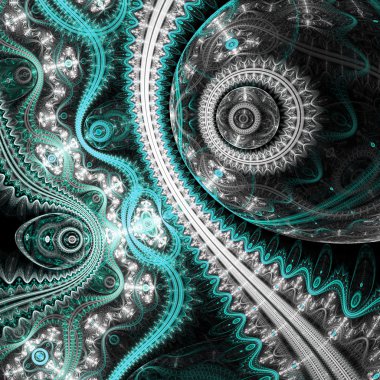 Karmaşık fraktal makine, yaratıcı grafik tasarım için dijital sanat