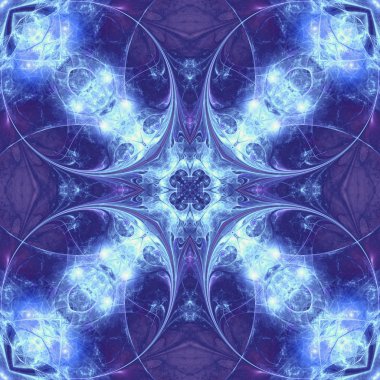 Mavi fraktal mandala, yaratıcı grafik tasarım için dijital sanat