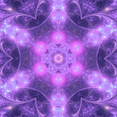 Mor fraktal mandala, yaratıcı grafik tasarım için dijital sanat