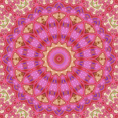 Red and purple fractal mandala, digital artwork for creative graphic design
