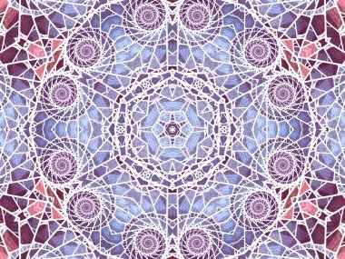 Stained glass fractal mandala, digital artwork for creative graphic design