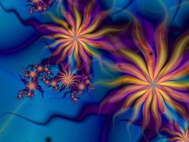 Smooth colorful fractal flowers, digital artwork for creative graphic design