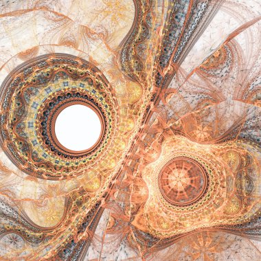 Altın fraktal dantel modeli, yaratıcı grafik tasarım için dijital sanat