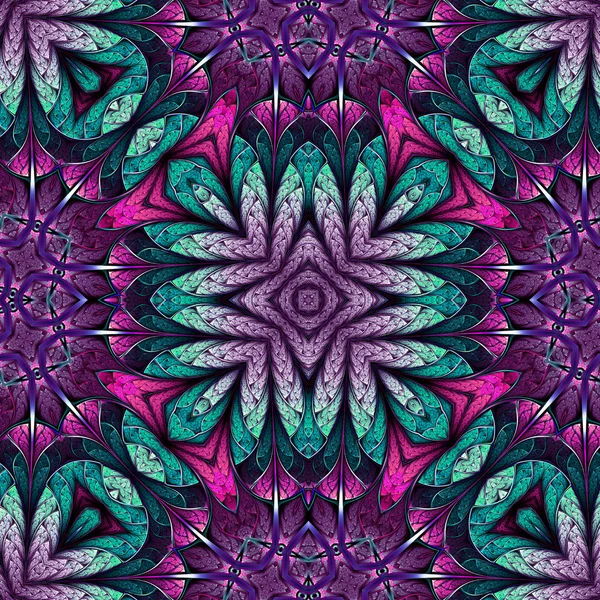 Barevné fraktální kaleidoskop, digitální kresba pro kreativní grafický design — Stock fotografie