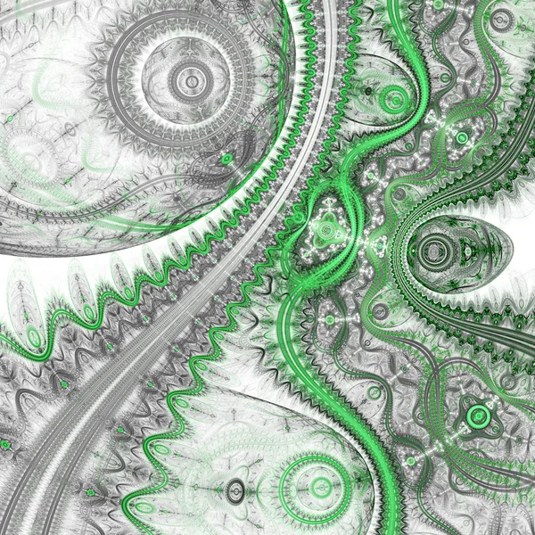 Yeşil fraktal clockwork desen, yaratıcı grafik tasarım için dijital sanat — Stok fotoğraf