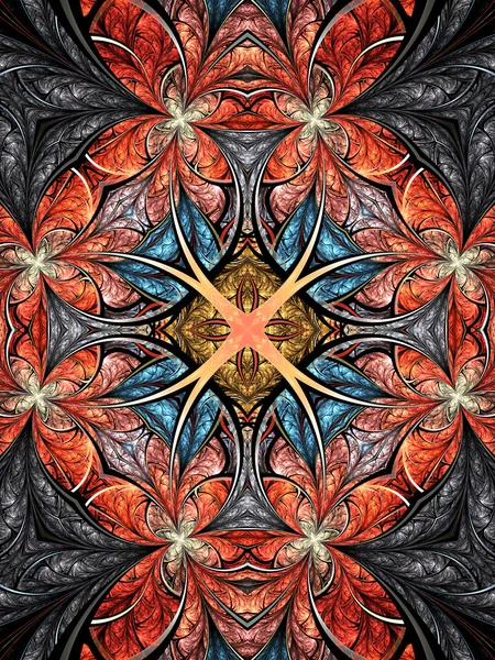 Abstract floral fractal mandala, digital artwork for creative graphic design — Stock Photo, Image