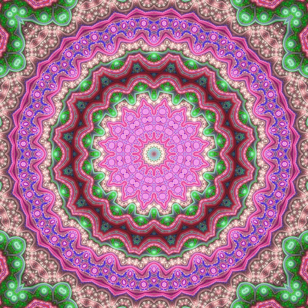 Colorful fractal mandala, digital artwork for creative graphic design — Stock Photo, Image