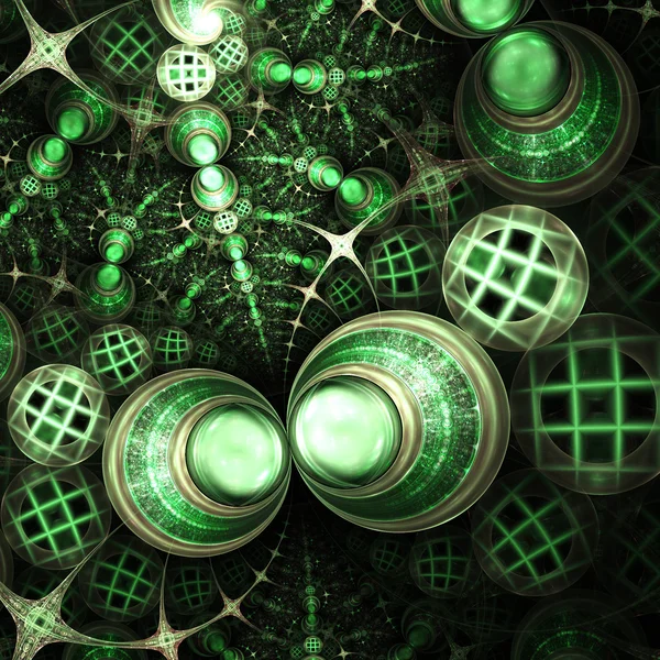 Galassia frattale verde scuro, opere d'arte digitali per un design grafico creativo — Foto Stock
