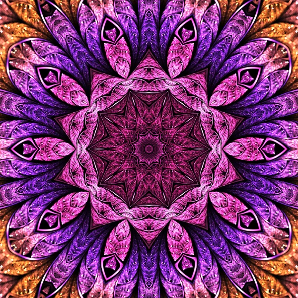 多彩紫色主题曼荼罗，为平面创意设计数码艺术作品 — 图库照片