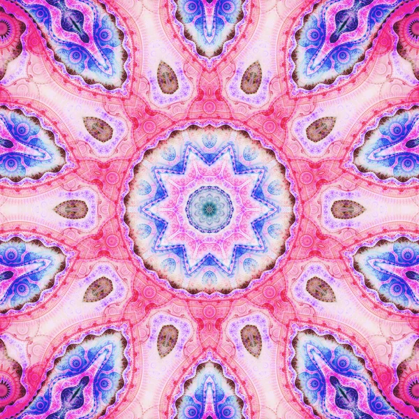 Mandala fractal rouge et bleu, illustration numérique pour la conception graphique créative — Photo