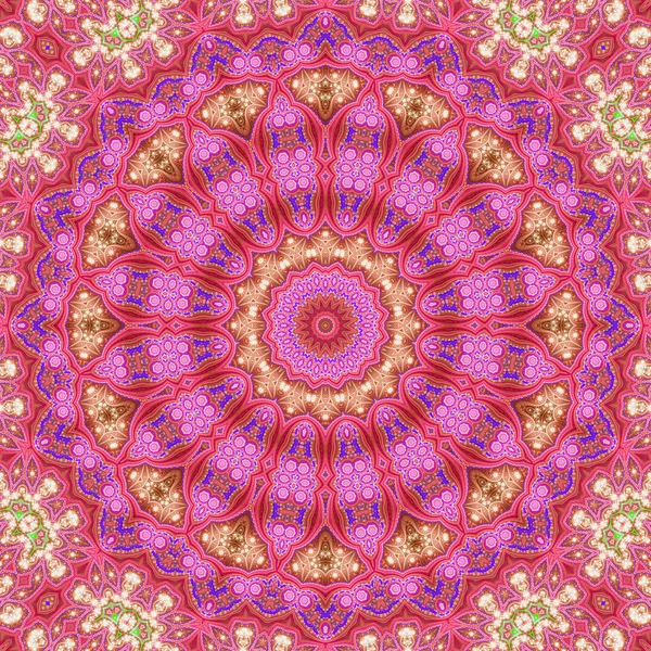 Red and purple fractal mandala, digital artwork for creative graphic design — 图库照片