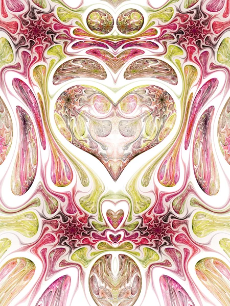 Corazón fractal abstracto, obra de arte digital para el diseño gráfico creativo — Foto de Stock