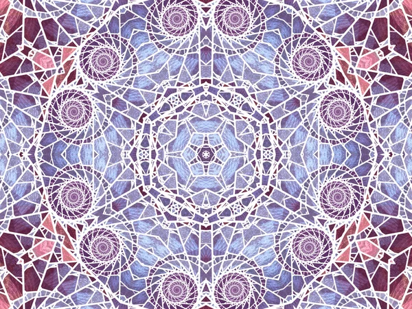 Stained glass fractal mandala, digital artwork for creative graphic design — Stok fotoğraf