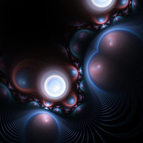 Relógio fractal azul escuro, arte digital para design gráfico criativo — Fotografia de Stock
