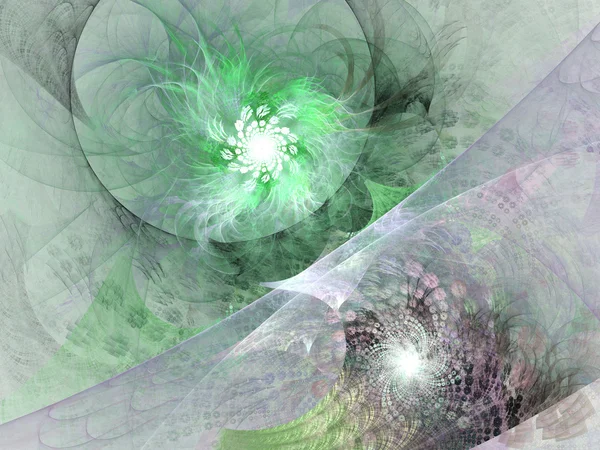 Soft green fractal spiral, digital artwork for creative graphic design — Stockfoto