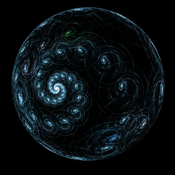 Темно-синя фрактальна сфера, цифрове мистецтво для творчого графічного дизайну — стокове фото