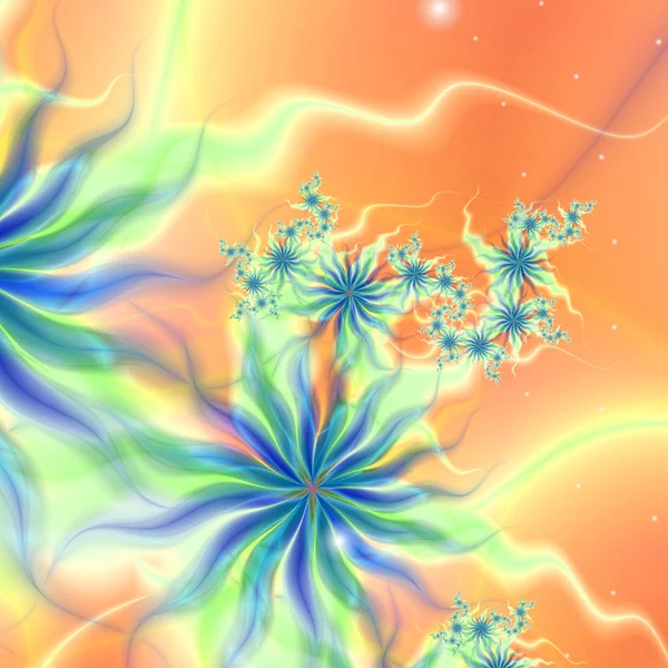 Flores fractais coloridas claras, arte digital para design gráfico criativo — Fotografia de Stock