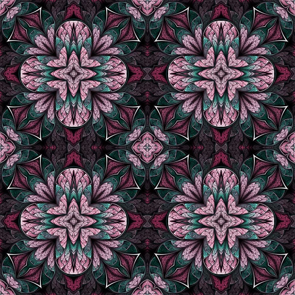 Seamless floral fractal tile, digital artwork for creative graph — Stok fotoğraf