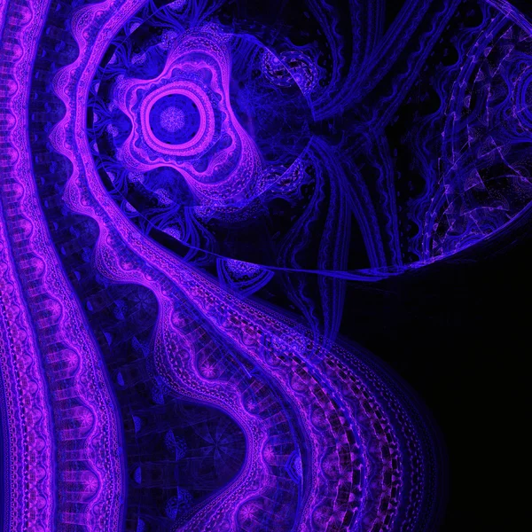 深紫罗兰色分形发条，数码艺术作品的平面创意设计 — 图库照片