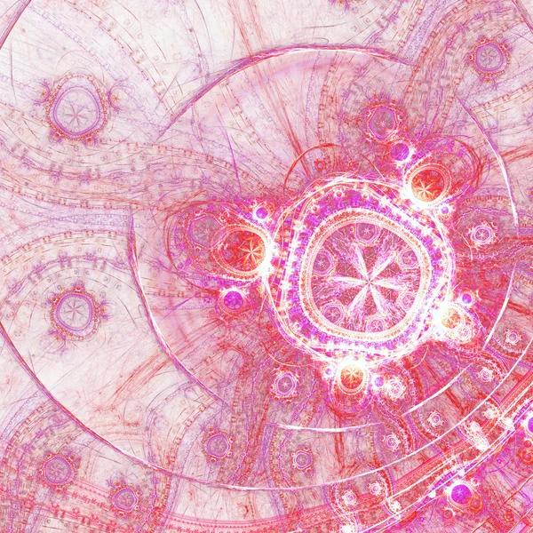 Pink fractal clockwork, digital artwork for creative graphic design — 스톡 사진