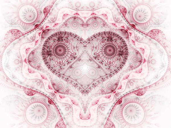 Corazón fractal rojo relojero, motivo del día de San Valentín, obra de arte digital para el diseño gráfico creativo — Foto de Stock