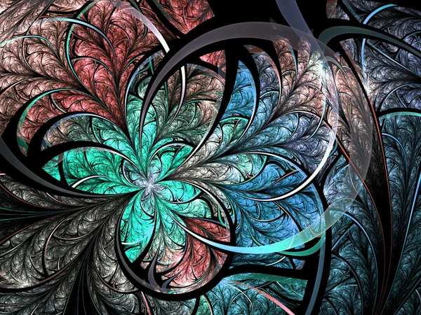 Flor fractal colorida o mariposa, obra de arte digital para el diseño gráfico creativo —  Fotos de Stock