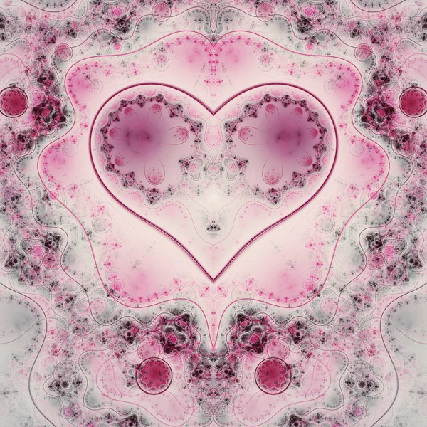 Červeného drátku fraktální srdce, den svatého Valentýna motiv, digitální kresba pro kreativní grafický design — Stock fotografie