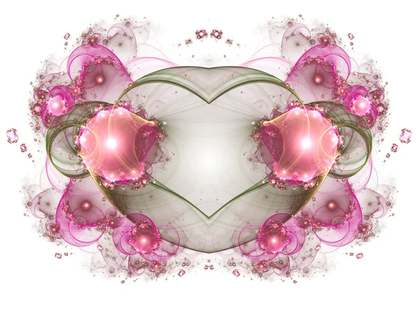 Helder roze fractal hart, valentine's day motief, digitale kunst voor creatieve grafisch ontwerp — Stockfoto