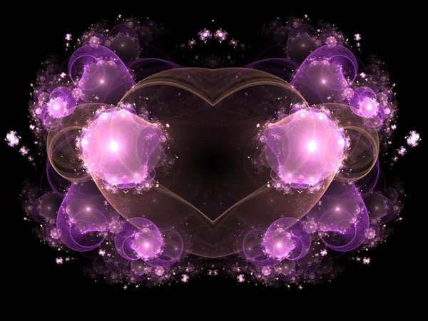 暗紫色分形心、 情人节动机，为平面创意设计数码艺术作品 — 图库照片